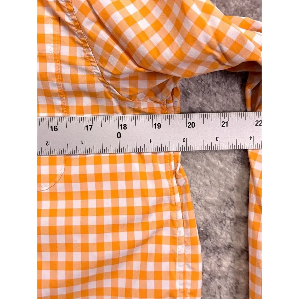 Vineyard Vines Shirt Medium Mens On The Go Performance Orange Gingham Check - Picture 4 of 8